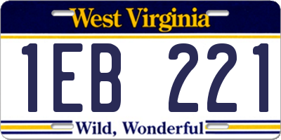 WV license plate 1EB221