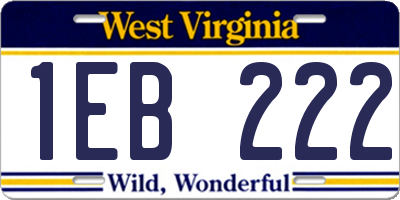 WV license plate 1EB222