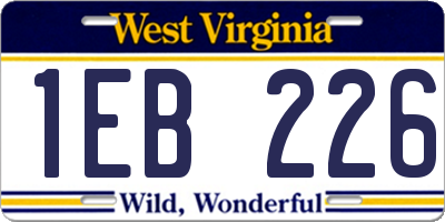 WV license plate 1EB226
