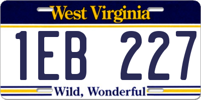 WV license plate 1EB227