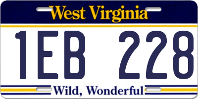 WV license plate 1EB228