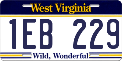 WV license plate 1EB229
