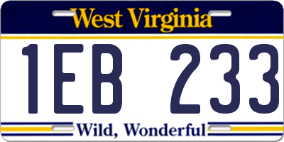 WV license plate 1EB233