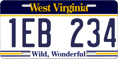 WV license plate 1EB234