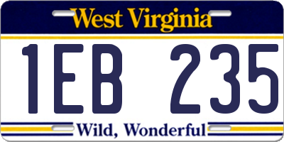 WV license plate 1EB235