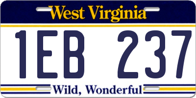 WV license plate 1EB237