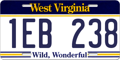 WV license plate 1EB238