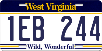 WV license plate 1EB244