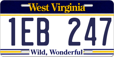 WV license plate 1EB247
