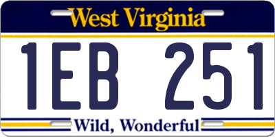 WV license plate 1EB251