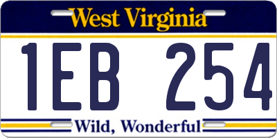 WV license plate 1EB254
