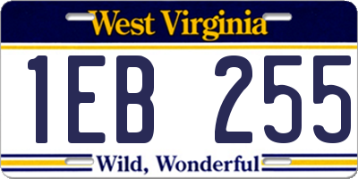 WV license plate 1EB255