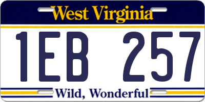 WV license plate 1EB257