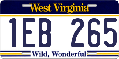 WV license plate 1EB265