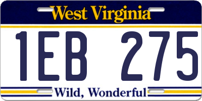 WV license plate 1EB275