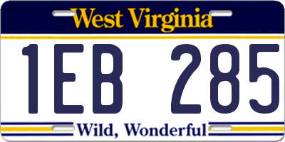 WV license plate 1EB285