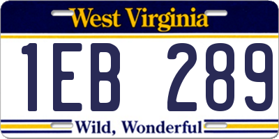 WV license plate 1EB289