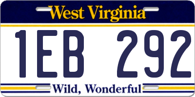 WV license plate 1EB292