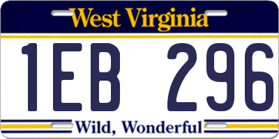 WV license plate 1EB296