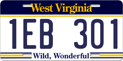 WV license plate 1EB301