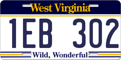 WV license plate 1EB302