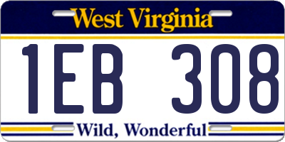 WV license plate 1EB308