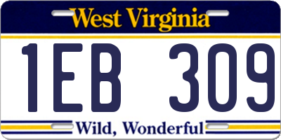 WV license plate 1EB309