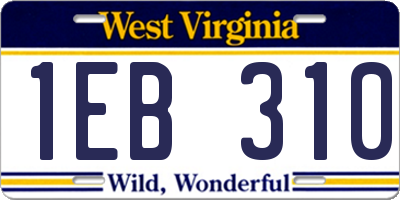 WV license plate 1EB310