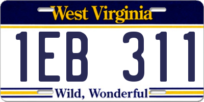 WV license plate 1EB311