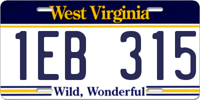 WV license plate 1EB315