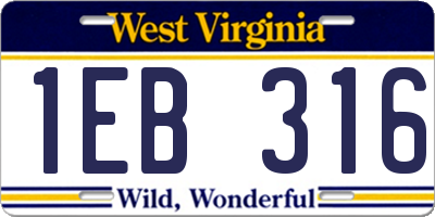 WV license plate 1EB316