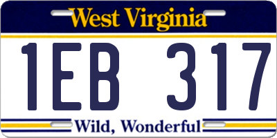 WV license plate 1EB317