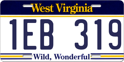 WV license plate 1EB319