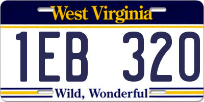WV license plate 1EB320