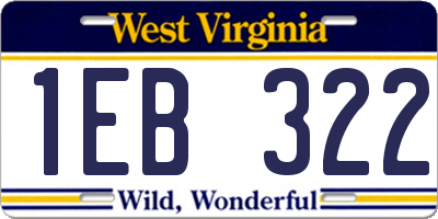 WV license plate 1EB322