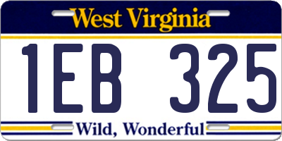 WV license plate 1EB325