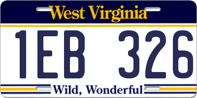 WV license plate 1EB326