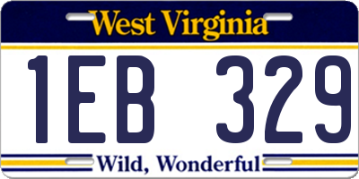 WV license plate 1EB329