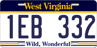 WV license plate 1EB332
