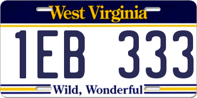 WV license plate 1EB333