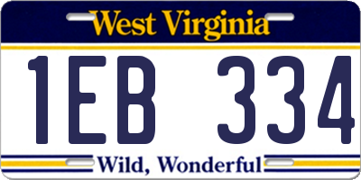 WV license plate 1EB334