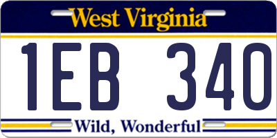 WV license plate 1EB340