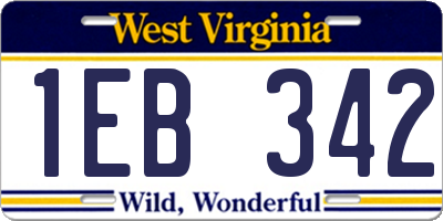 WV license plate 1EB342