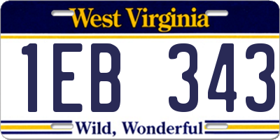 WV license plate 1EB343