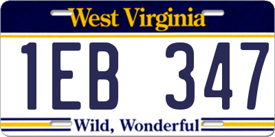 WV license plate 1EB347