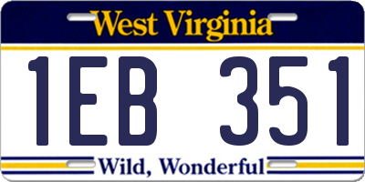 WV license plate 1EB351