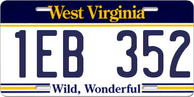 WV license plate 1EB352