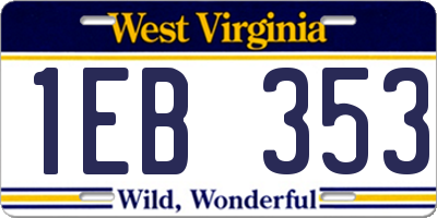 WV license plate 1EB353