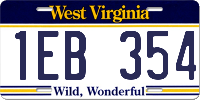 WV license plate 1EB354