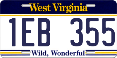 WV license plate 1EB355